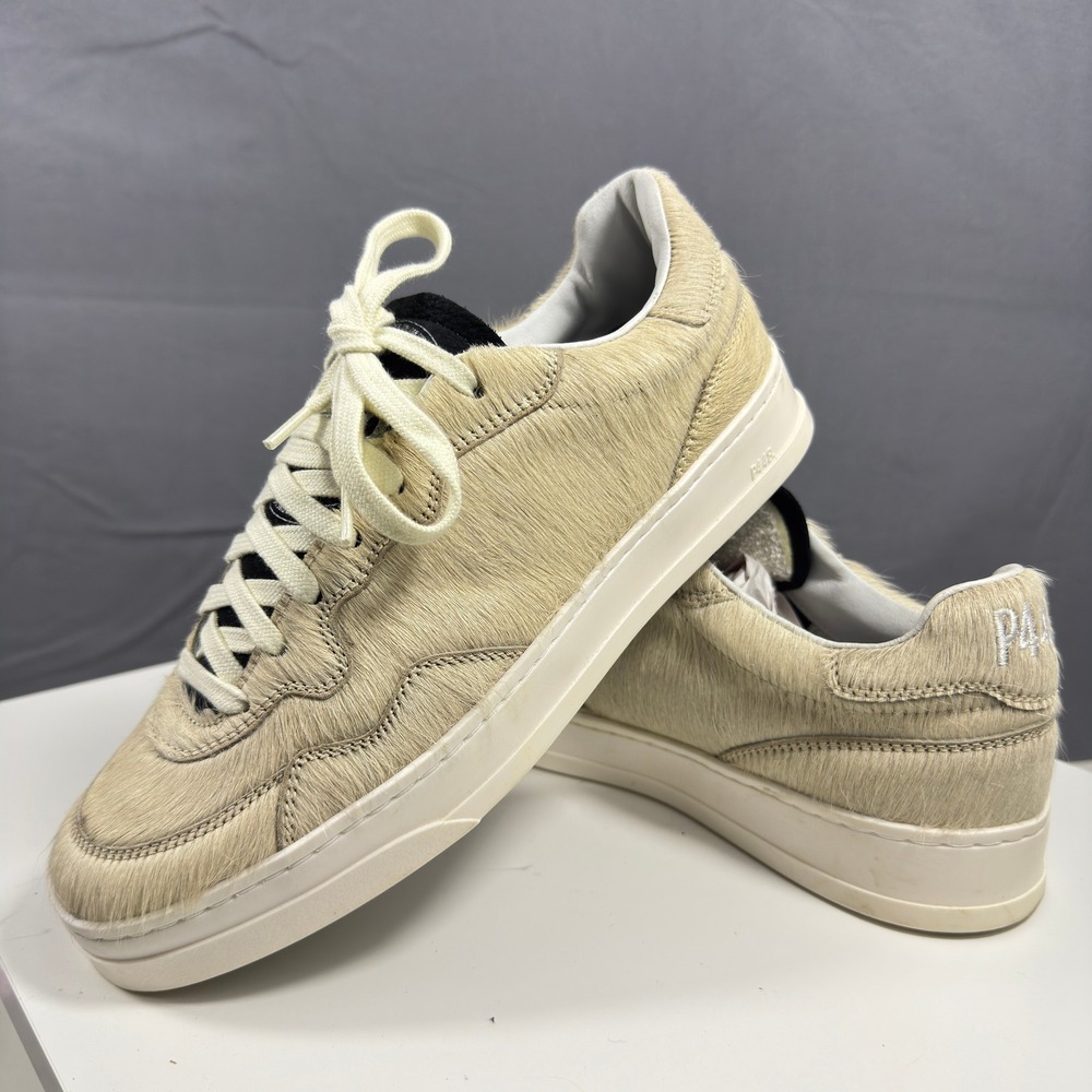 P448 Bali Oak Womens Size 38 Beige Calf Hair Low Top Luxury Sneakers